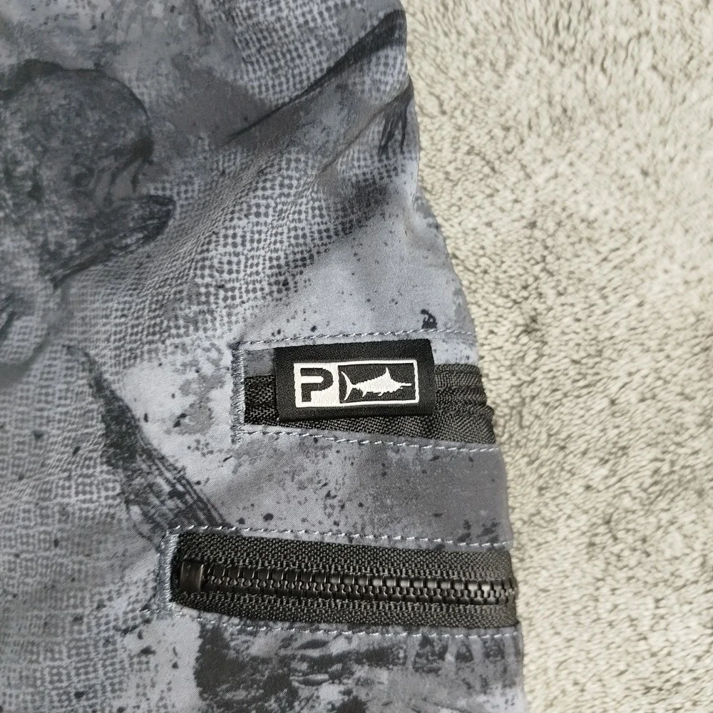 Pelagic Board Shorts Mens 34 Fishing Swim Trunks Sharkskin AOP Print Summer - Picture 6 of 11